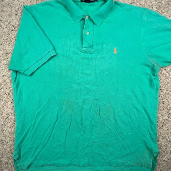 Polo Ralph Lauren Cotton Short Sleeve Polo Shirt w Pony Adult Size Large Green - Picture 2 of 11